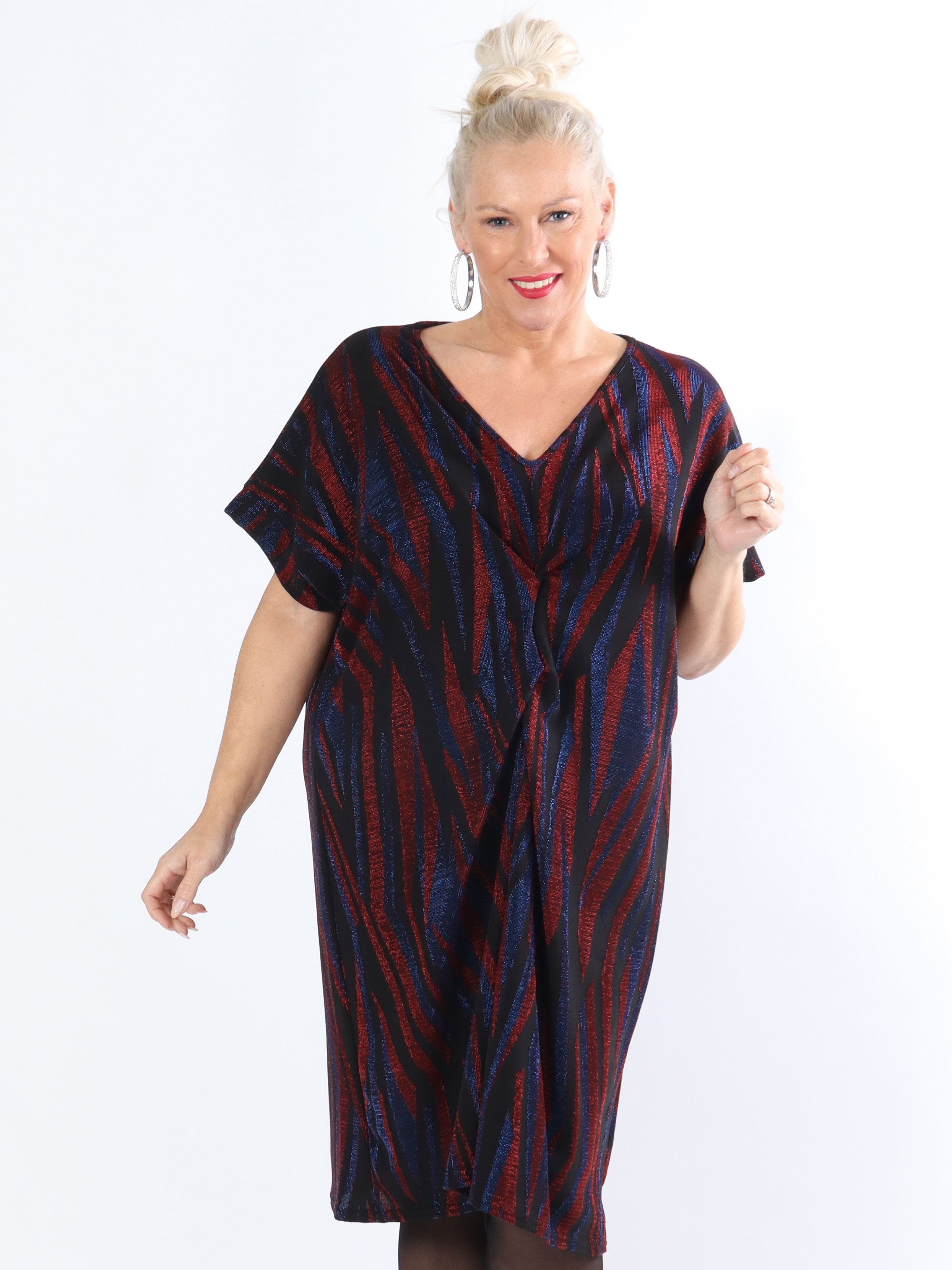 Paloma - Plus size tunikaklänning med glitter og v-hals